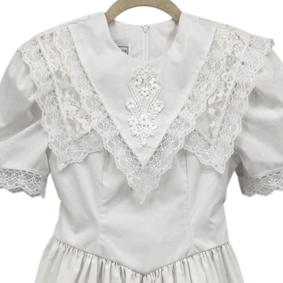 Vintage Jessica McClintock Girls 10 Dress White Lace Flower Girl First Communion - Picture 3 of 14